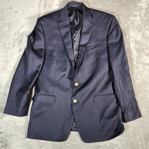 Ralph Lauren LRL Blazer Men's 44L Blue Navy Jacket Gold Button Sport Coat Wool